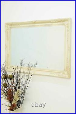 Extra Large Ivory Wall Mirror Vintage Antique Wood Framed 3Ft8x2Ft8 110x79cm