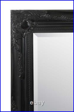 Extra Large Mirror Black Wall Vintage Antique Wood Framed 3Ft8x2Ft8 110x79cm