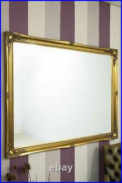 Extra Large Mirror Gold Wood Wall Antique Vintage 4Ft6 X 3Ft6 137cm X 106cm