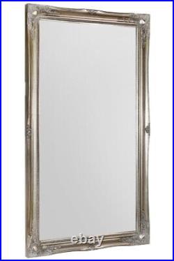 Extra Large Mirror Silver Wood Wall Antique Vintage 4Ft6 X 2Ft6 137cm X 76cm