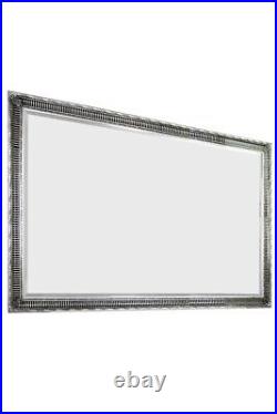Extra Large Silver Vintage Design Wall Mirror 201cm x 140cm 6ft7 x 4ft7