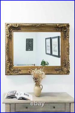 Extra Large Wall Mirror Gold Full Length Vintage Wood 4Ft X 3Ft 122 X 92cm
