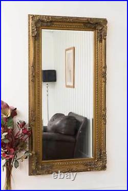 Extra Large Wall Mirror Gold Full Length Vintage Wood 6Ft X 3Ft 183cm x 91cm