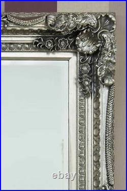 Extra Large Wall Mirror Silver Full Length Vintage Wood 5ft9 x 2ft11 175cm x