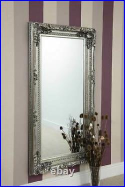 Extra Large Wall Mirror Silver Full Length Vintage Wood 5ft9 x 2ft11 175cm x