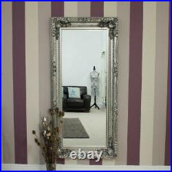 Extra Large Wall Mirror Silver Full Length Vintage Wood 6Ft X 3Ft 183cm x 91cm