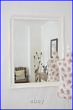 Extra Large White Wood Painted Wall Mirror Vintage Antique 3Ft10x3Ft 117 X 91cm
