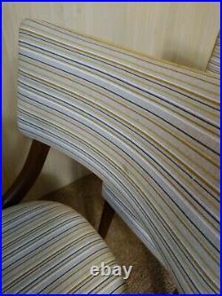 Fab Vintage Retro Mid Century Pair of 2 Ben Chairs Dining Office Striped Linen