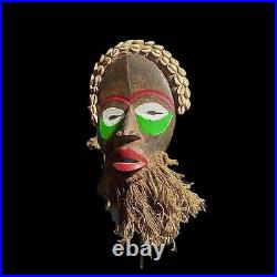 Fine Dan Mask Vintage antique hand carved wood African Dan mask shells-8155