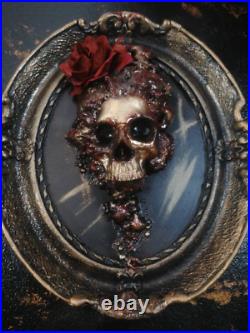 Framed gold Skull and rose in Vintage frame