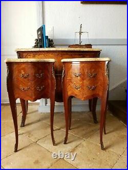 French Bedside Cabinets, Louis XV Bombe Nightstands
