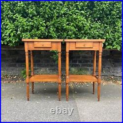 French Cherry Bedside Tables Vintage Pair Antique