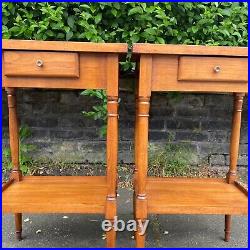 French Cherry Bedside Tables Vintage Pair Antique