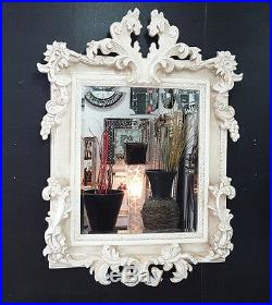 French Shabby Chic Vintage Antique White /Cream Ornate Mirror Glass 107x76cm New