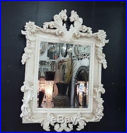 French Shabby Chic Vintage Antique White /Cream Ornate Mirror Glass 107x76cm New