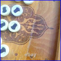 Gorgeous Antique Wood Art Handmade Large Wooden Backgammon Vintage Set Long 25