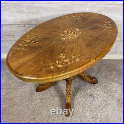 Gorgeous Vintage Solid Wood & Inlaid Veneer Oval Coffee Table