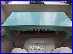 Graham and Green Table Desk Turquoise Green Blue Vintage style Queen Anne