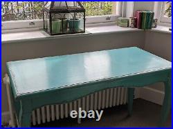 Graham and Green Table Desk Turquoise Green Blue Vintage style Queen Anne