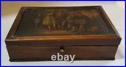 Hand painted wood vintage Victorian antique Italian dancers design small box
