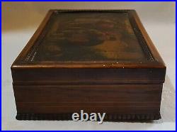 Hand painted wood vintage Victorian antique Italian dancers design small box