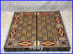 Handmade Backgammon Board Set Vintage Antique Chess Table Wood Pieces Dice Game