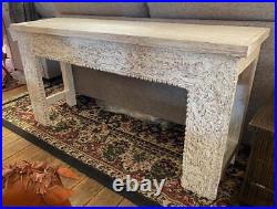 Indian Vintage White Wood Console Table Upcycled from Antique Carvings etc