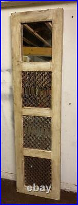 Indian Wall Mirror Rustic Distressed Painted Wood Vintage Iron Grills 177cm