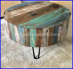 Industrial Coffee Table Reclaimed Wood Furniture Antique Living Room Large Round