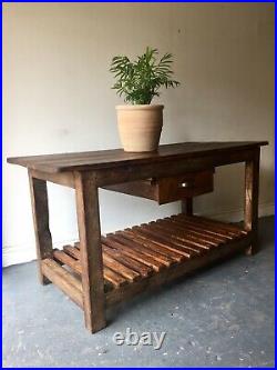 Industrial Kitchen Island, Sideboard, Console Table Vintage Carpenters Workbench