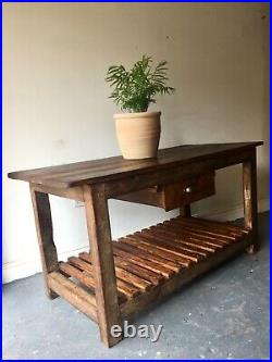 Industrial Kitchen Island, Sideboard, Console Table Vintage Carpenters Workbench