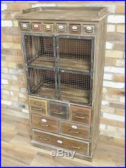 Industrial Vintage Retro Antique Wood Metal Style Tall Storage Cabinet (dx4487)