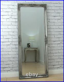 Kingsbury Large Vintage Ornate Full Length Wall Leaner Mirror Silver 150 x 61cm