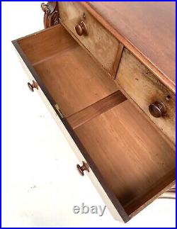 LARGE VINTAGE ANTIQUE MAHOGANY CARVED CHEST OF FIVE DRAWERS c1890 VICTORIAN