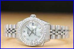 Ladies Rolex Datejust 18k White Gold & Stainless Steel Silver Diamond Watch