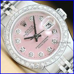 Ladies Rolex Datejust Pink Diamond Dial 18k White Gold & Stainless Steel Watch