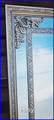Large Antique Double strip Ornate Wall Mirror Elegant Vintage Style Silver 2size
