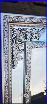 Large Antique Double strip Ornate Wall Mirror Elegant Vintage Style Silver 2size