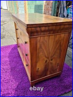 Large Antique Mahogany Chest Of Drawers 1800s Vintage Wood & Brass