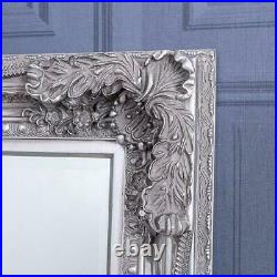 Large Antique Silver Heavily Mirror Ornate Wall Full Length Vintage 173cm x 87cm