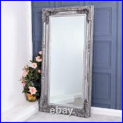 Large Antique Silver Mirror Heavily Ornate Wall Full Length Chic 173cm x 87cm