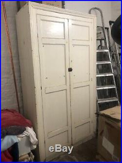 Large Antique Vintage Cream painted Linen Housekeepers Cupboard Shelves Shabby