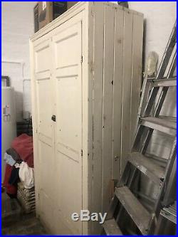 Large Antique Vintage Cream painted Linen Housekeepers Cupboard Shelves Shabby