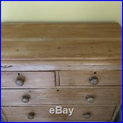 Large Antique Vintage Rustic Solid Pine Chest Of Drawers