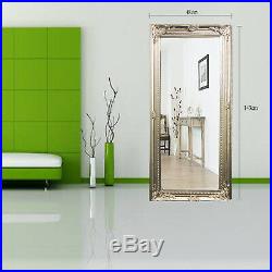 Large Antique Wall Mirror Vintage Silver Dressing Length Style Shabby Floor Home