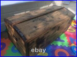 Large Antique Wood CHEST, Wooden TRUNK, Toy Storage Box, vintage