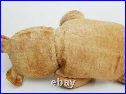 Large Antique Wood Wool Stuffed Jointed Teddy Bear, Stitched Eyes/Nose/Mouth