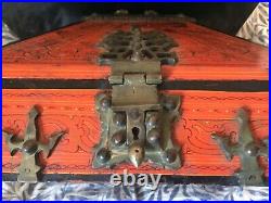 Large & Heavy Early to MidC Vtg Kerala Dowry Box For Jewellery Brass Fittings