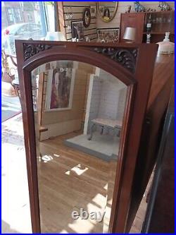 Large Mirror Antique Mahogany Decorative Wood Framed Long Wall Mirror Vintage