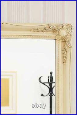 Large Mirror Antique Style Ivory Vintage Wall Mounted Wood 3Ft6 X 2Ft6